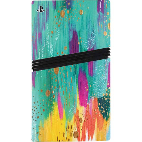 Turquoise Brush Stroke by Etta Vee PS5 Pro Console Skin